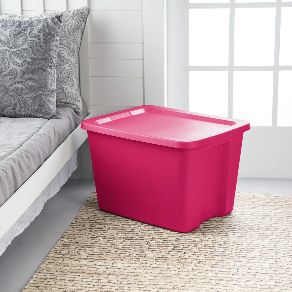 Sterilite Large Storage Bin, 18 Gallon Plastic Storage Container - 8 pack - Pink