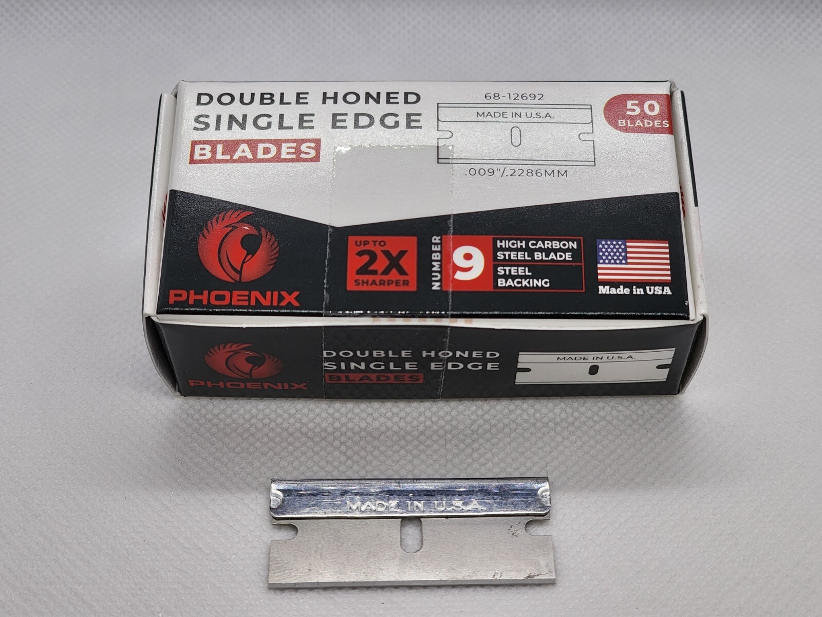 Phoenix - 50 Extra Sharp Single Edge Razor Blades - Made In USA - Double Honed