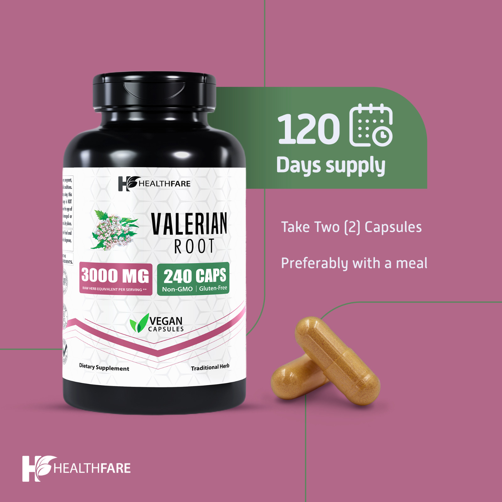 Valerian Root Capsules 240 Pills 3000mg Highest Potency Sleep Aid HealthFare USA