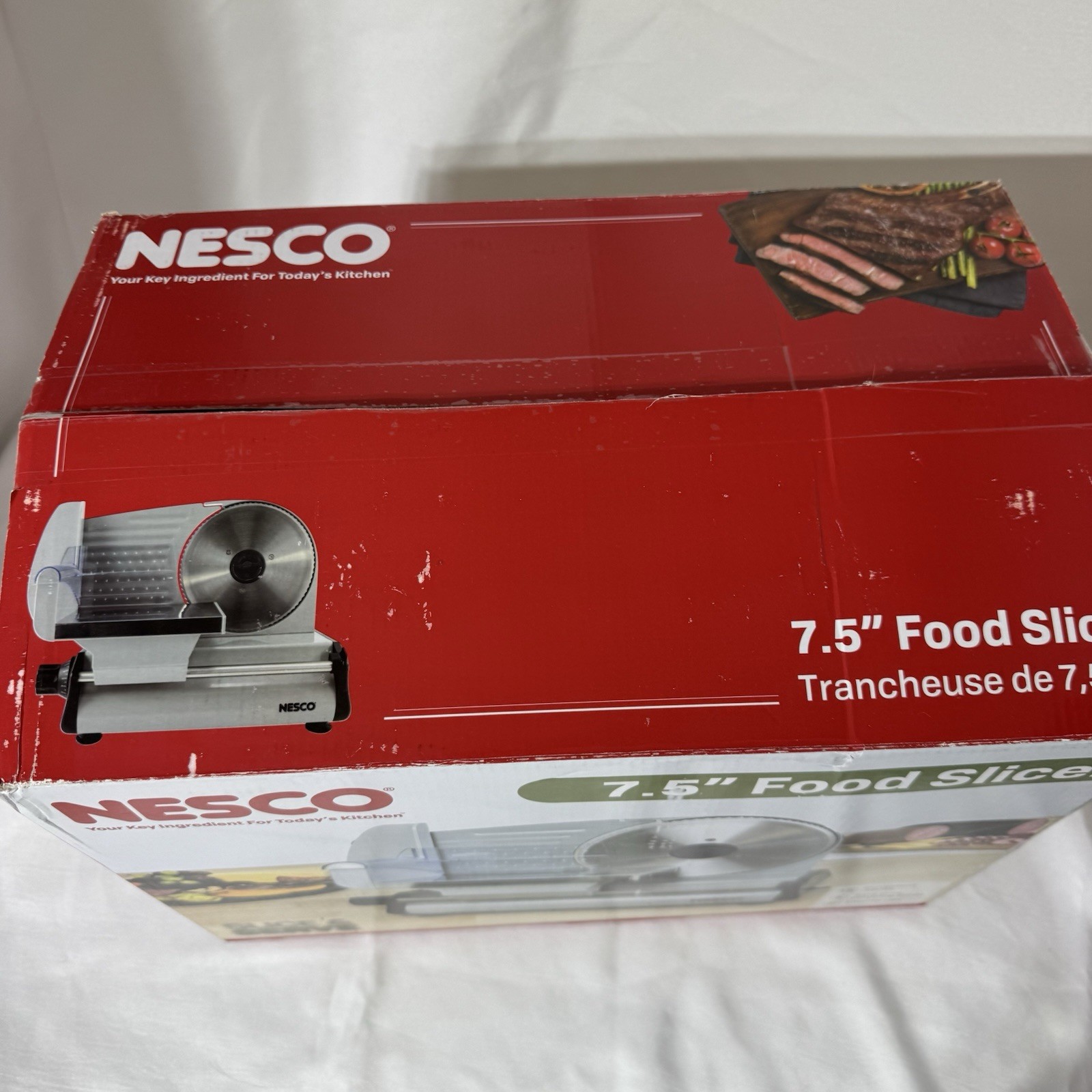 NESCO Stainless Steel 7.5” Food Slicer Adjustable Thickness Silver FS-200 TESTED