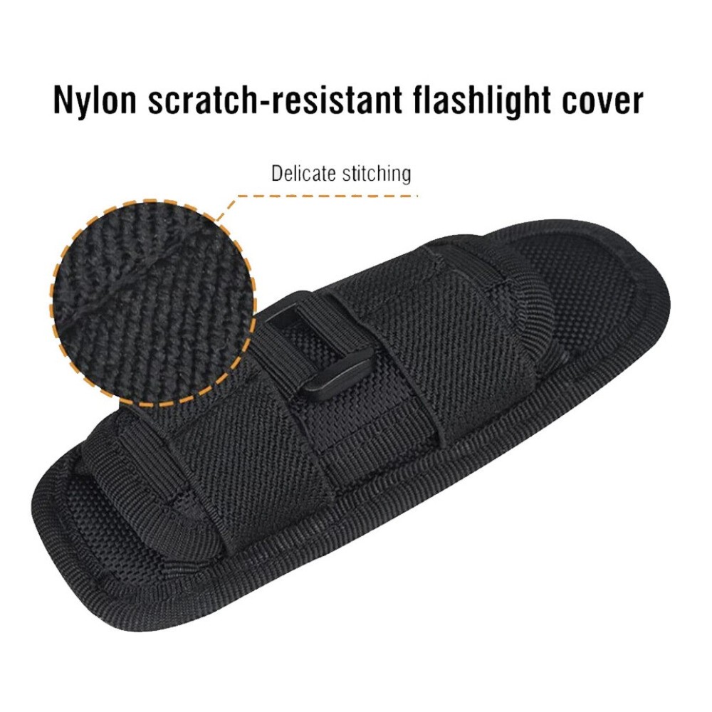 Tactical Flashlight Holster with 360 Degrees Rotatable Clip Stretchy Nylon Pouch