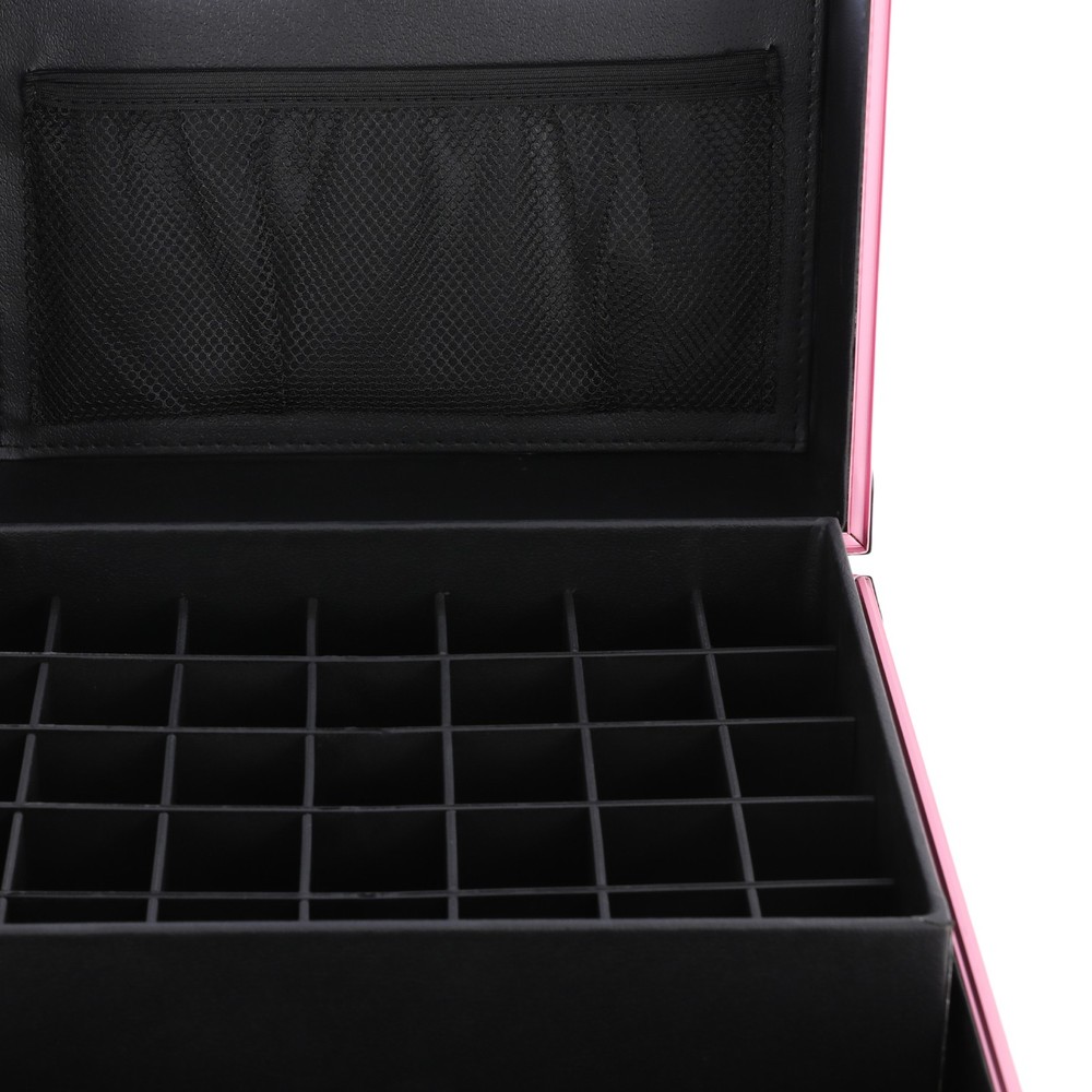 Rolling Makeup Case, Rolling Portable Manicure Table with 3 Drawers Lockable