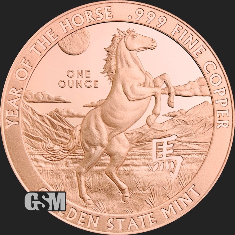 20X 2026 - Chinese Lunar Year Of The HORSE 1 oz .999 Fine COPPER Round BACKORDER
