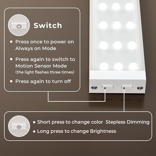 4 Pack Under Cabinet Lights, Rechargeable Motion Sensor Light 8.4inch-4Pack