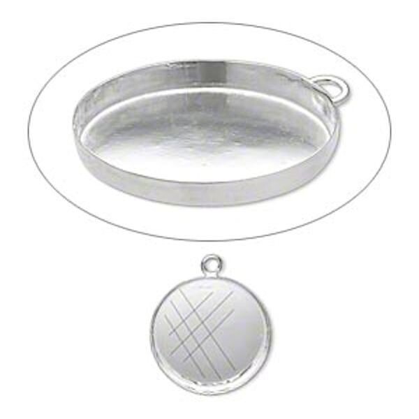 Drop, 1 Sterling Silver 25mm Round Bezel Cup Pendant Setting with Open Loop