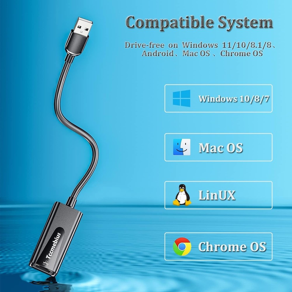 High-Speed USB Ethernet Adapter - Versatile 10/100 Mbps LAN for Multiple Devices