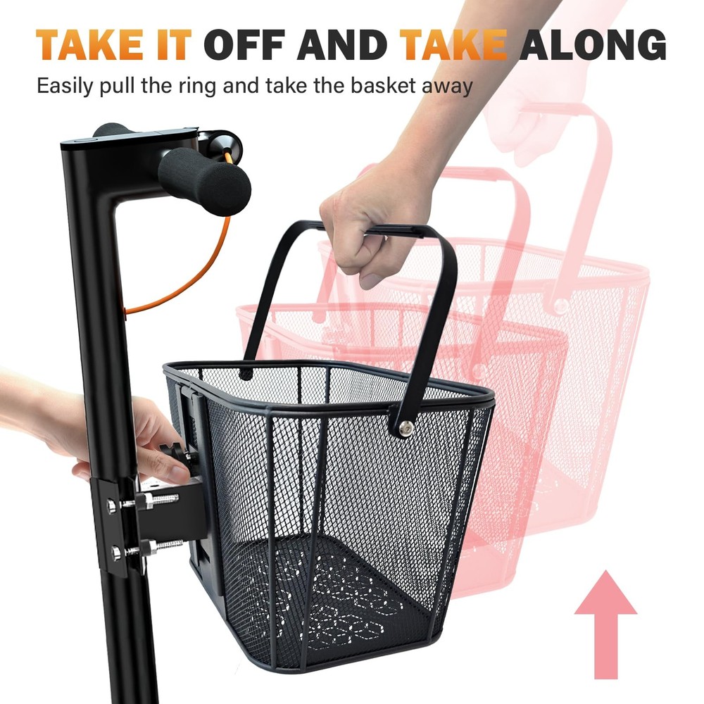 Scooter Basket Extra Large 130lb Loading Capacity Removable Front basket for ...