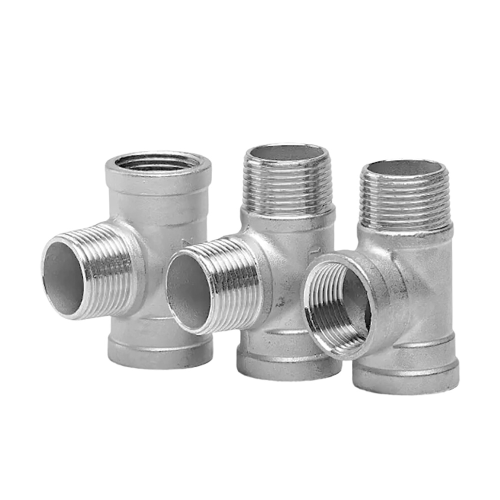 Stainless Pipe Fitting Tee Connector T-Shape Female Male Thread 1/2" 3/4" 1" 2"