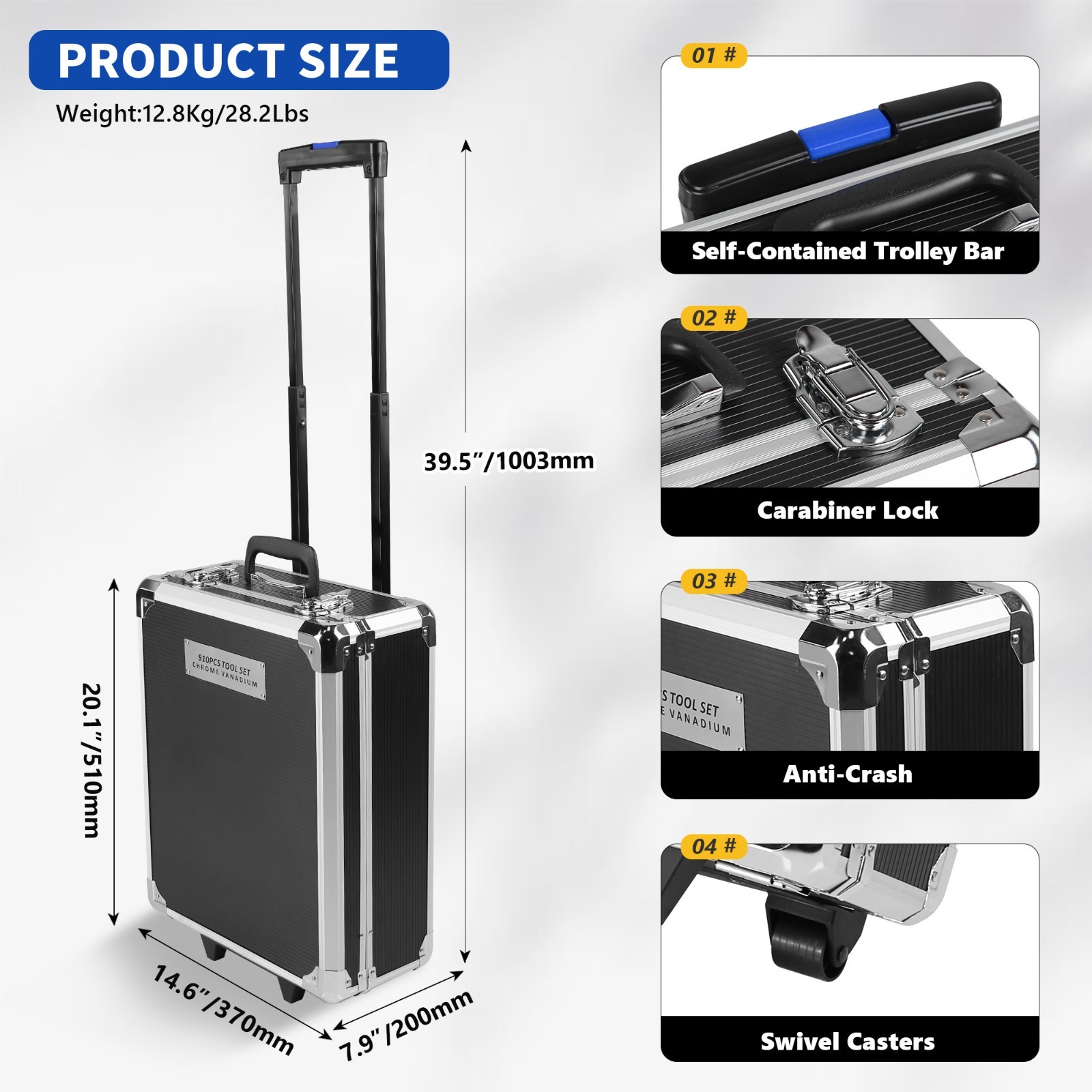 909 PCS Mechanics Tool Set Metal Case Socket Wrench Set Tool Kit