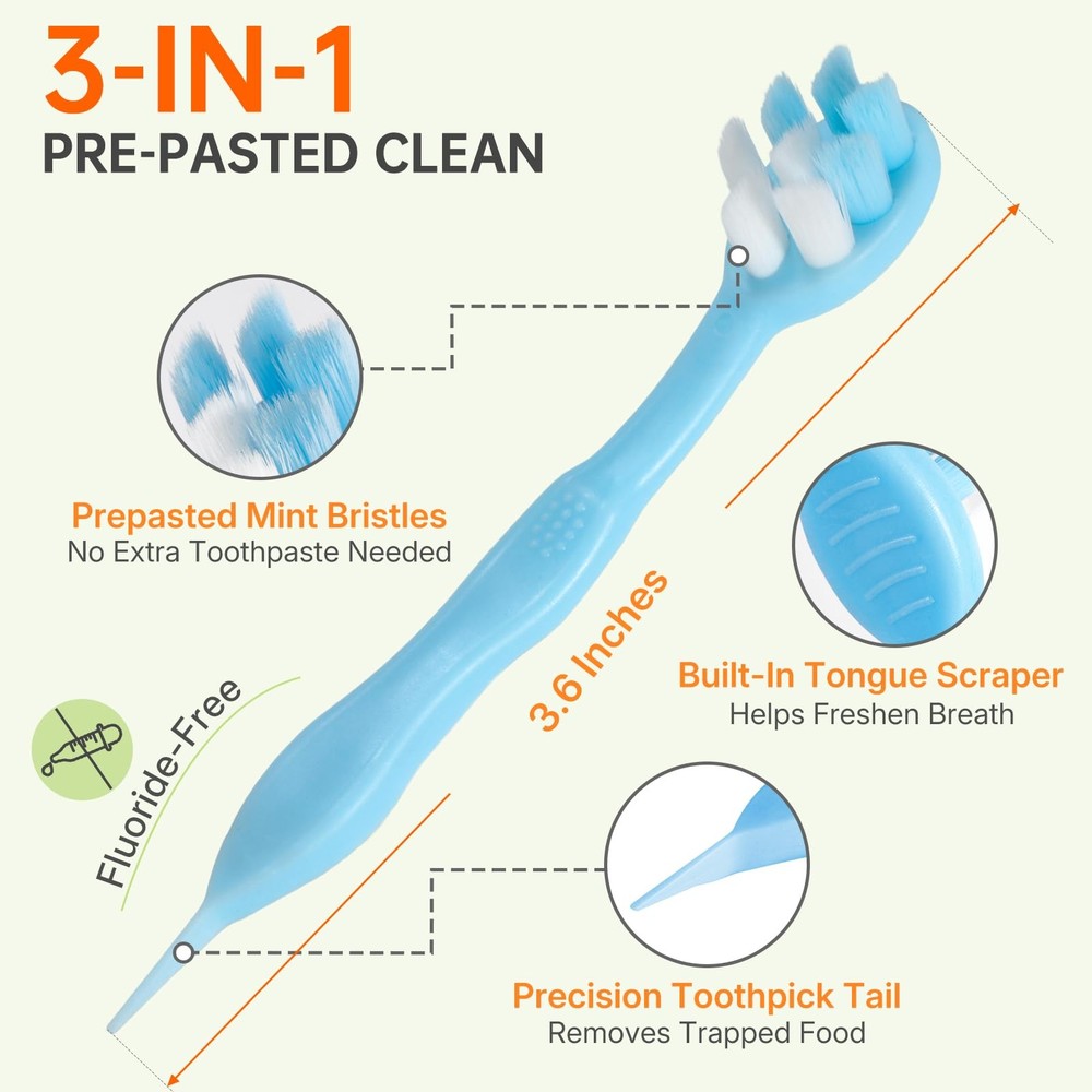 24-Pack Pre-Pasted Mini Travel Toothbrushes, Individually Wrapped Value Pack,...