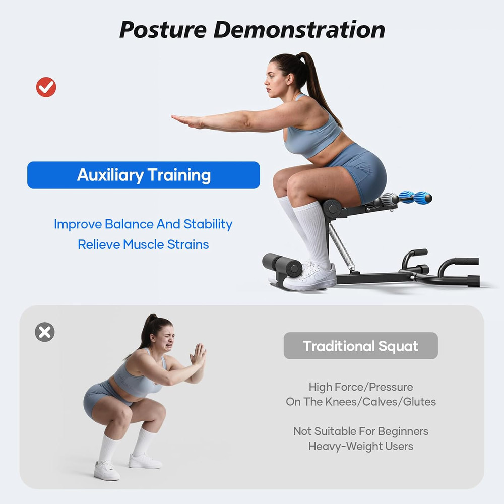 3 Colors Deep Squat Machine for Women, Adjustable Glutes Trainer Machine, Core &