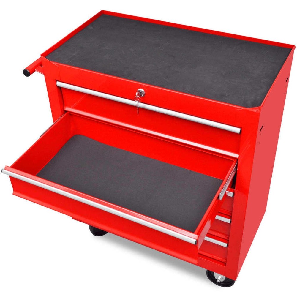 NNEVL Workshop Tool Trolley 5 Drawers Red