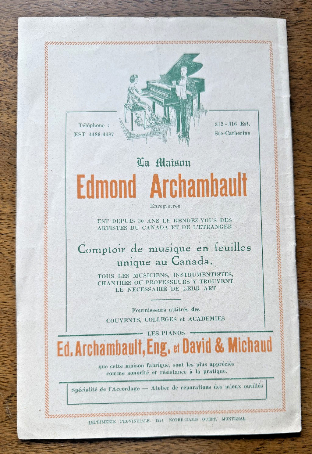 THEATRE ORPHEUM Montreal 1924 Opera Program w/ great ads!
