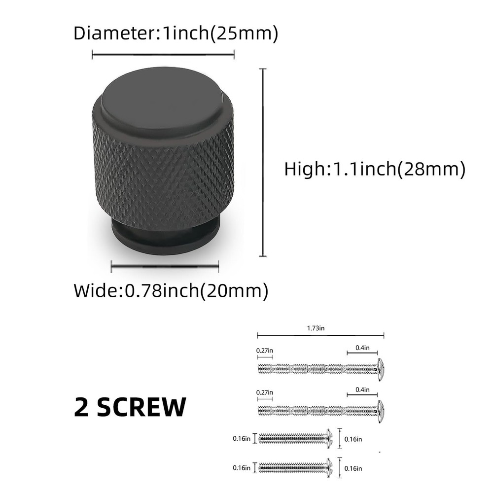 10 Pack Matte Black Kitchen Cabinet Knobs Black Knurled Drawer Knobs Kitchen ...