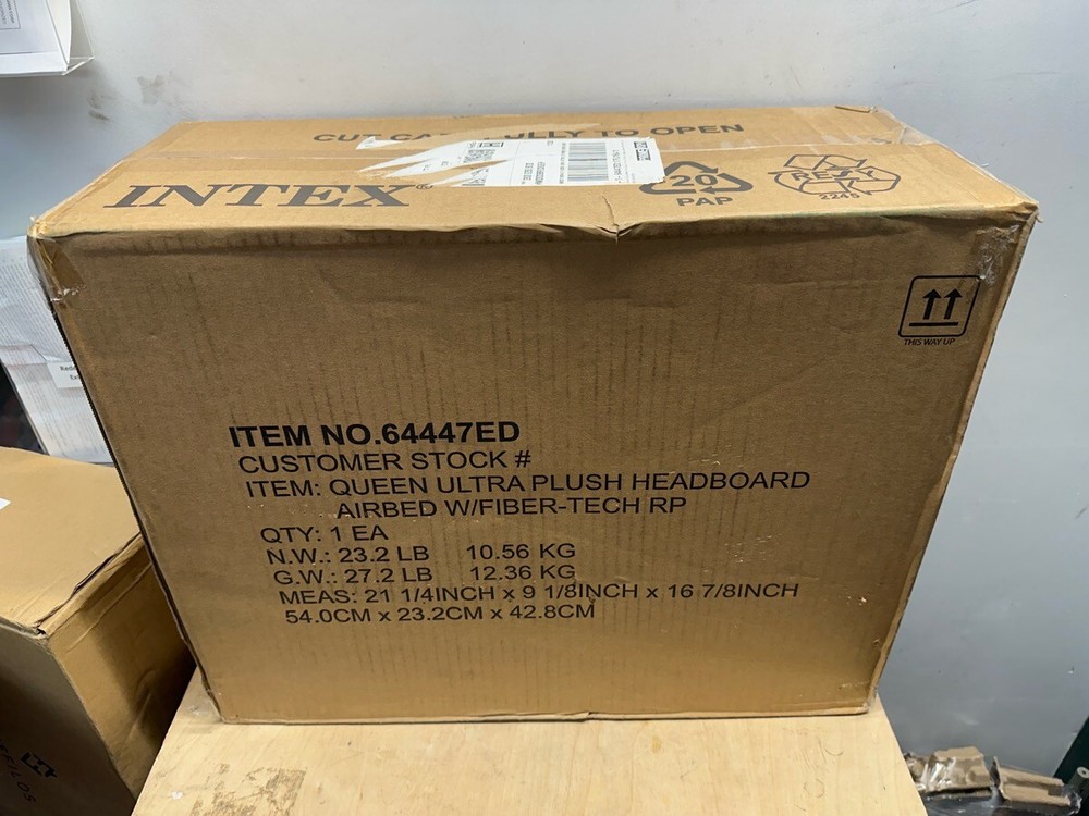 Intex Queen Ultra Plush Headboard Mattress with Built-In Pump (E10037385)