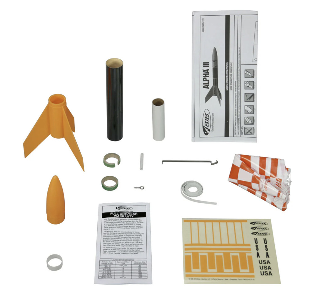 Estes Alpha III Model Rocket Kit 1256 single kit bulk packaging STEM flying fun