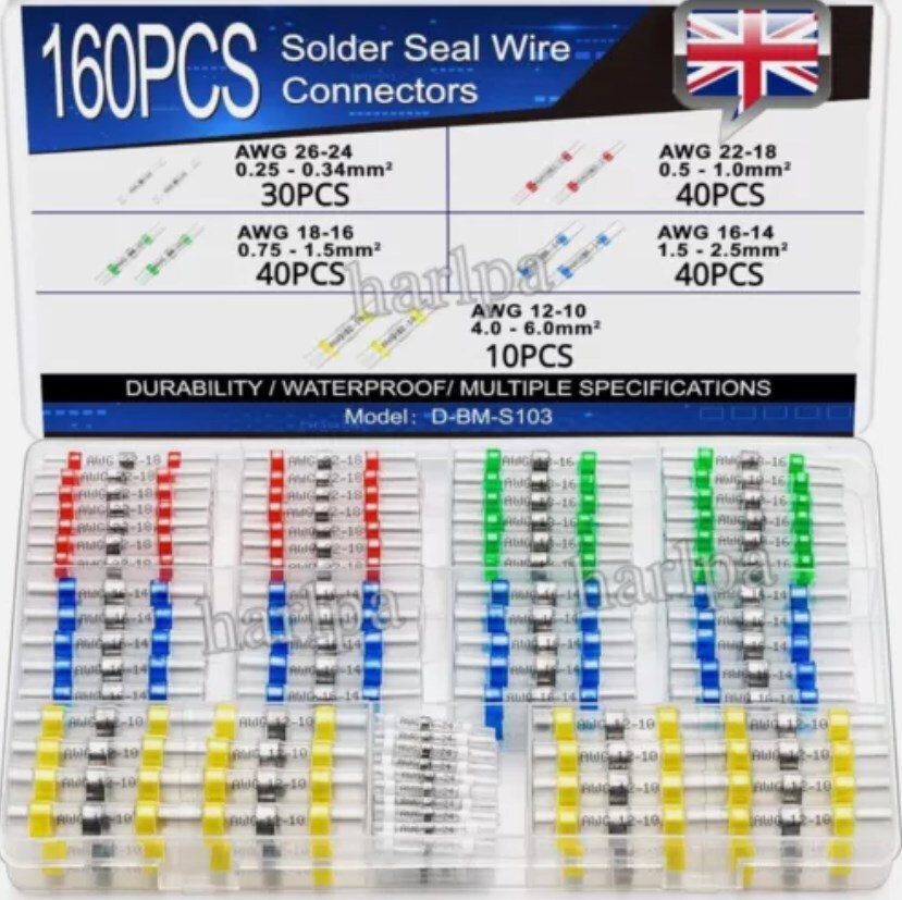 1000PCS Solder Stick Waterproof Seal Sleeve Heat Shrink Butt Wire Connectors