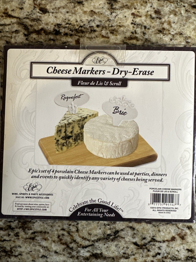 Epic brand Cheese Marker Set features a "Fleur de Lis & Scroll" design