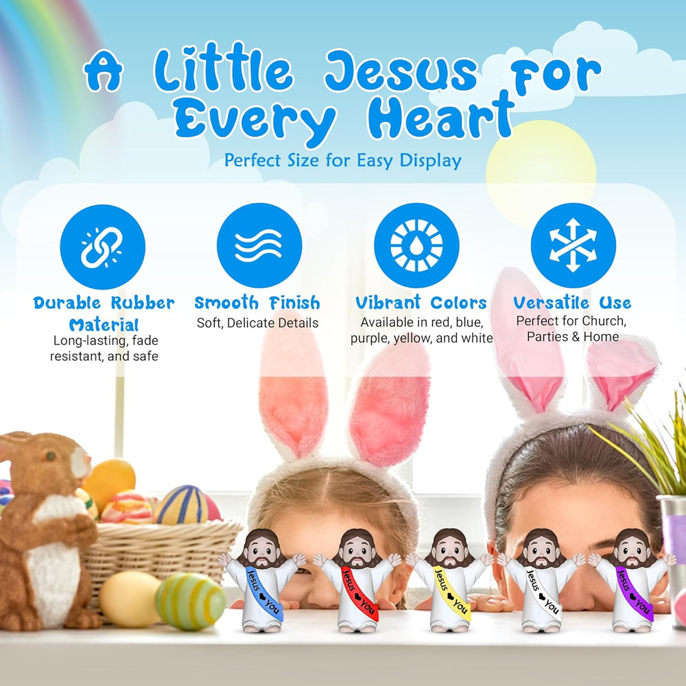 105 Mini Jesus Figurines for Easter Egg Stuffers Parties Baptism Multicolor