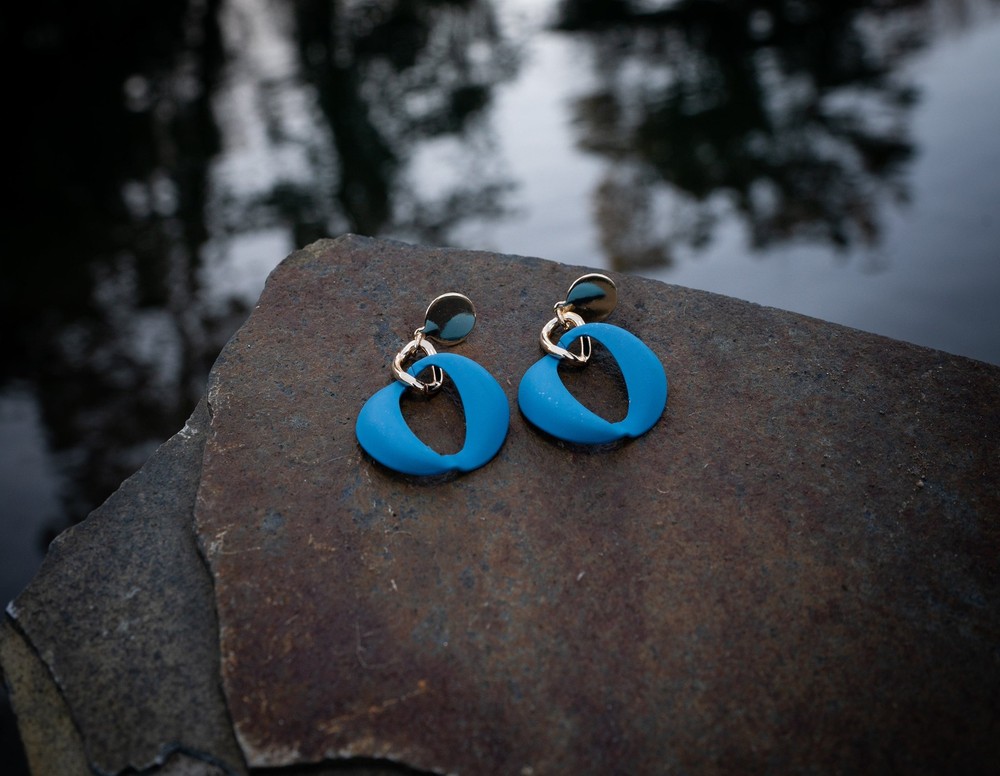 Post Circle Drop Color Earring