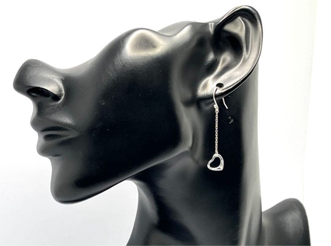 h518 Excellent condition Tiffany & Co. Open Heart Drop Hook Earrings 925