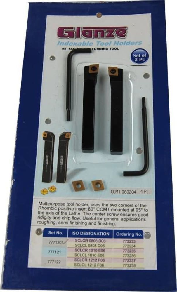Pair of Glanze Indexable Facing LatheTools with 4 Inserts 8mm CCMT LATHE TOOLS