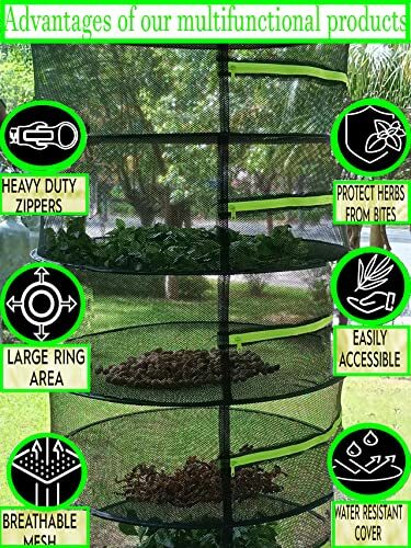 6 Layer Collapsible Herb Drying Rack Hanging Mesh Net for Seeds Bud Grass