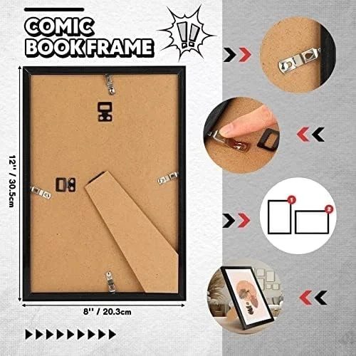 8 Pack Comic Book Frames, Fits Current 6 3/4 X 10 1/4, Wall/Tabletop Display