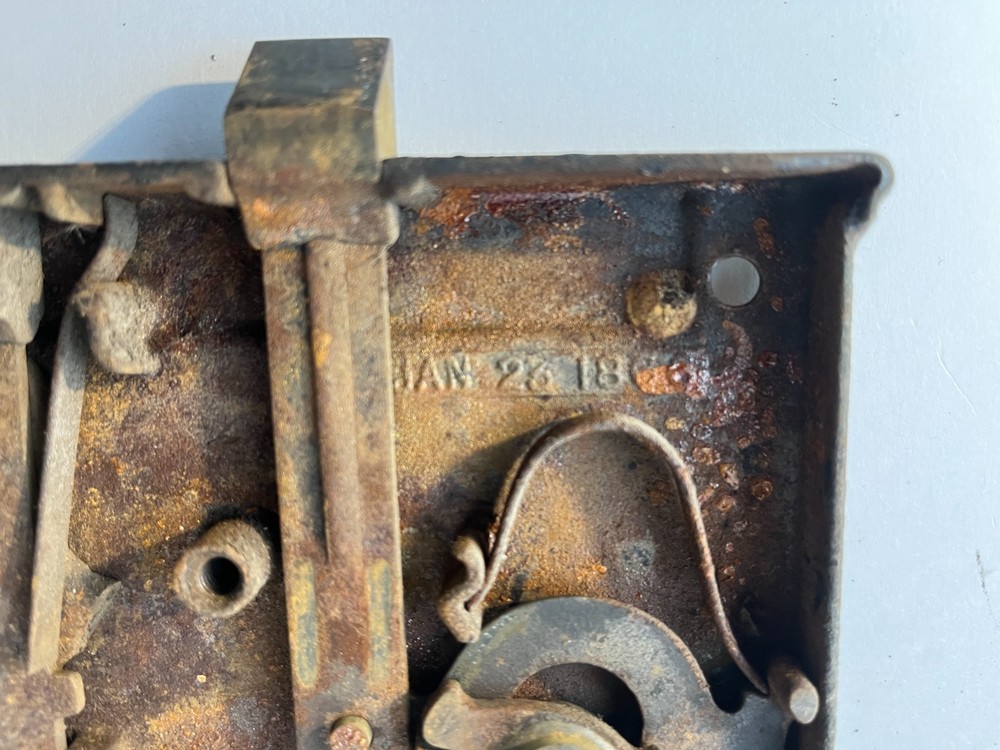 Vintage Mortise Lock Skeleton Key Catch Porcelain Knobs Spindle Escutcheon