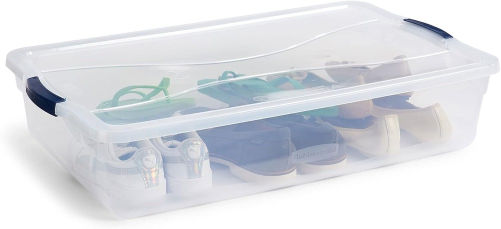4pcs 42 Quart Stackable Plastic Storage Bin with Snap-Tight Lid