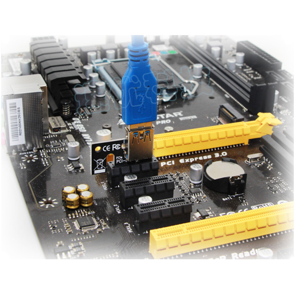 PCI-E 1x to 16x Powered USB3.0 GPU Riser Extender Adapter Card