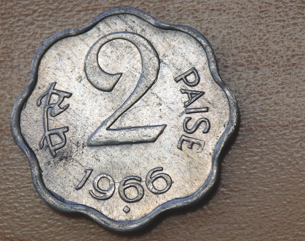1966 India 2 Paise Mumbai Mint