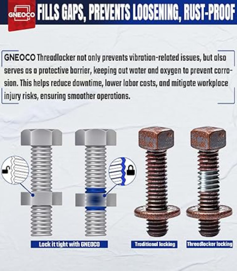 Threadlocker Blue, Thread Lock Medium Strength Lock Tight for Nuts, Bolts, Faste