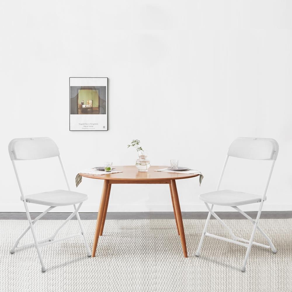 Commercial White Plastic Folding Chairs Stackable Picnic Party ( Set of 10)