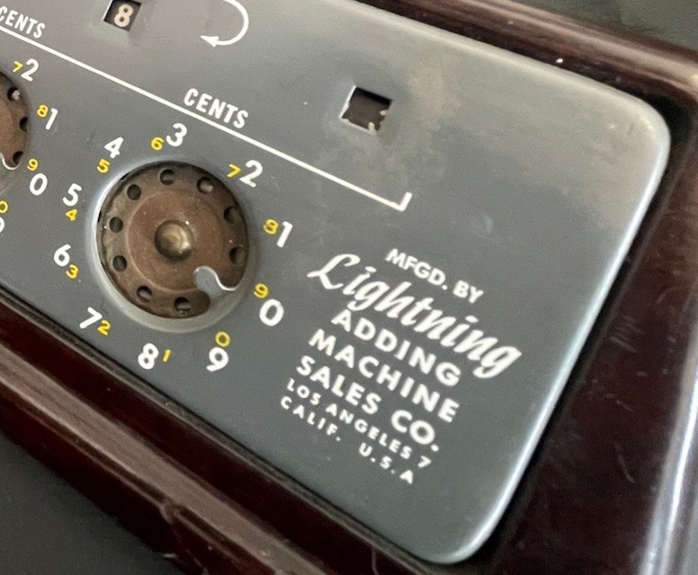 Vintage mechanical calculator from LIGHTNING ADDING MACHINE SALES CO.