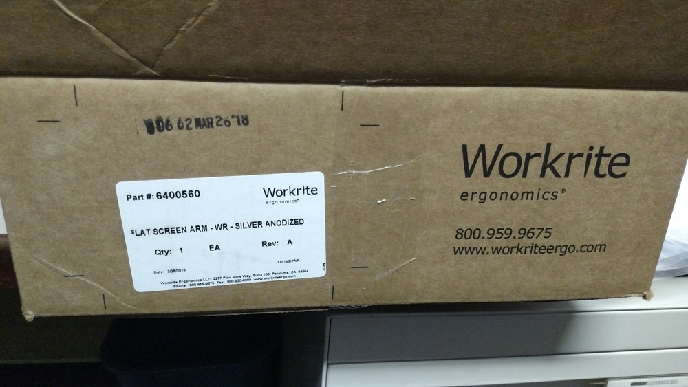 WORKRITE ERGONOMICS FLAT SCREEN ARM 6400560 QUICK RELEASE BRACKET 100 OR MORE