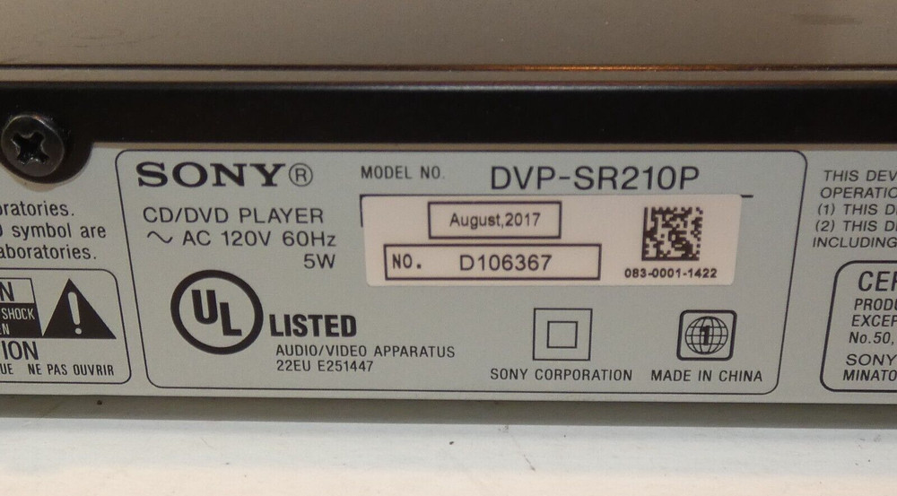 SONY DVD / CD Player DVP-SR210P - TESTED
