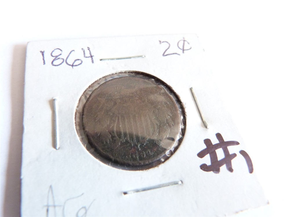 1864 SHIELD 2 CENT COIN CIRC PIECE # 1