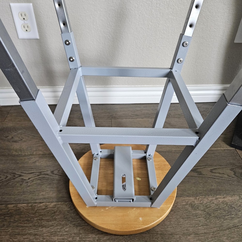 Science Lab Stool, Solid Wood Seat & Steel Frame Adjustable, Gray