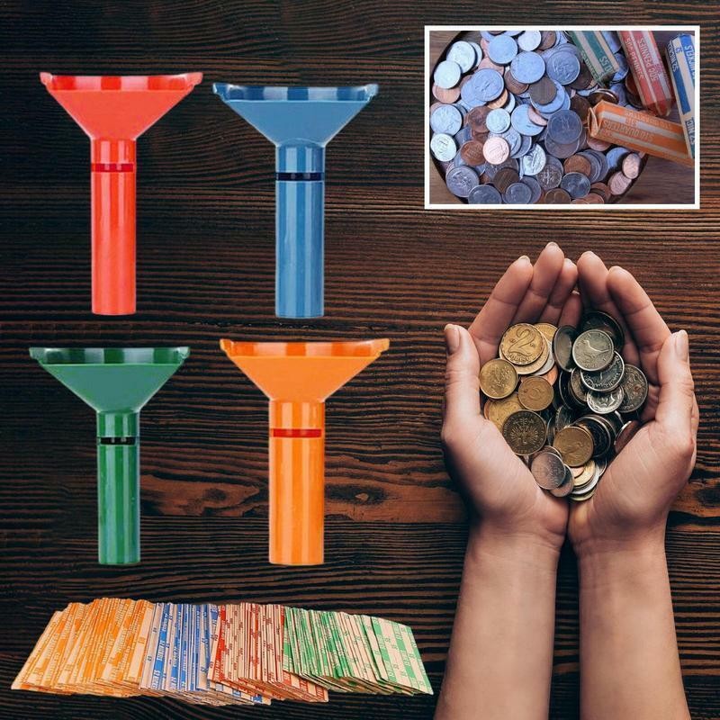 4PCS/SET 4 Color-Coded Coin Storage & Sorter Tubes Assorted Wrappers Counters US