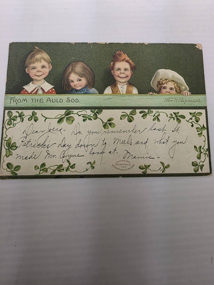 Rare 1908 Benjamin Franklin 1 Cent Stamp Left Flat Edge on Easter Postcard