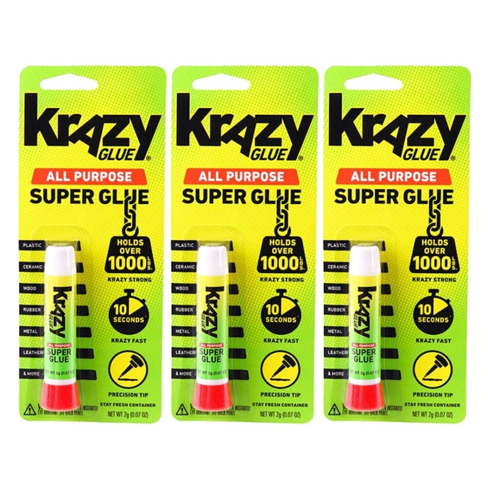 KrAZY Glue ORIGINAL, All Purpose INSTANT Crazy Glue (3 Pack)