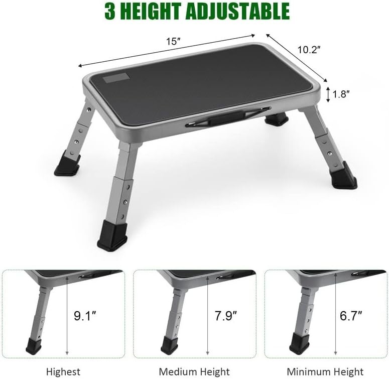 Foldable Step Stool with Non-Slip Platform - 330 Lbs Capacity, Portable Design