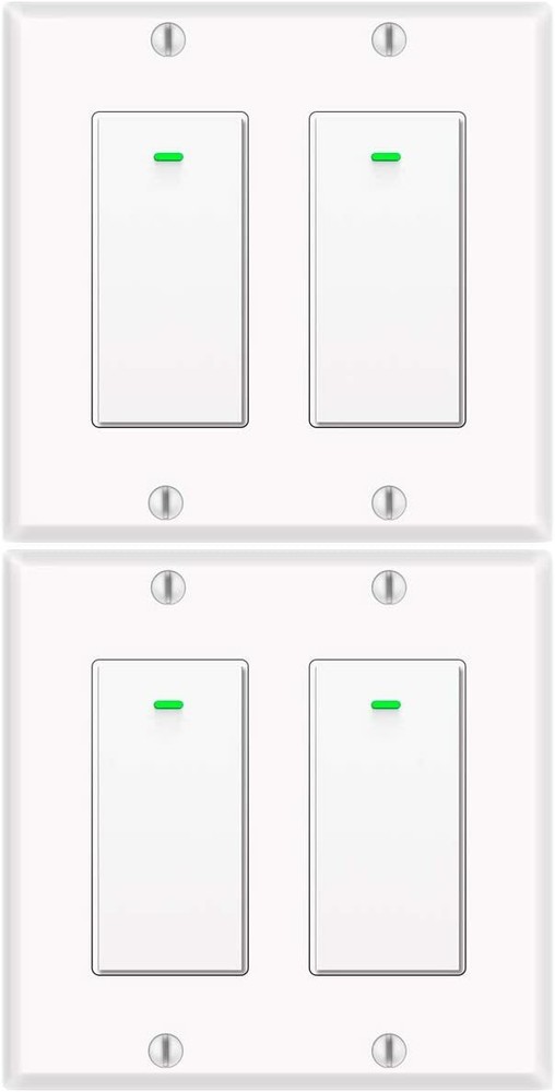 Smart Light Switch 2gang, Works with Alexa &Google Assistant, White 4pack