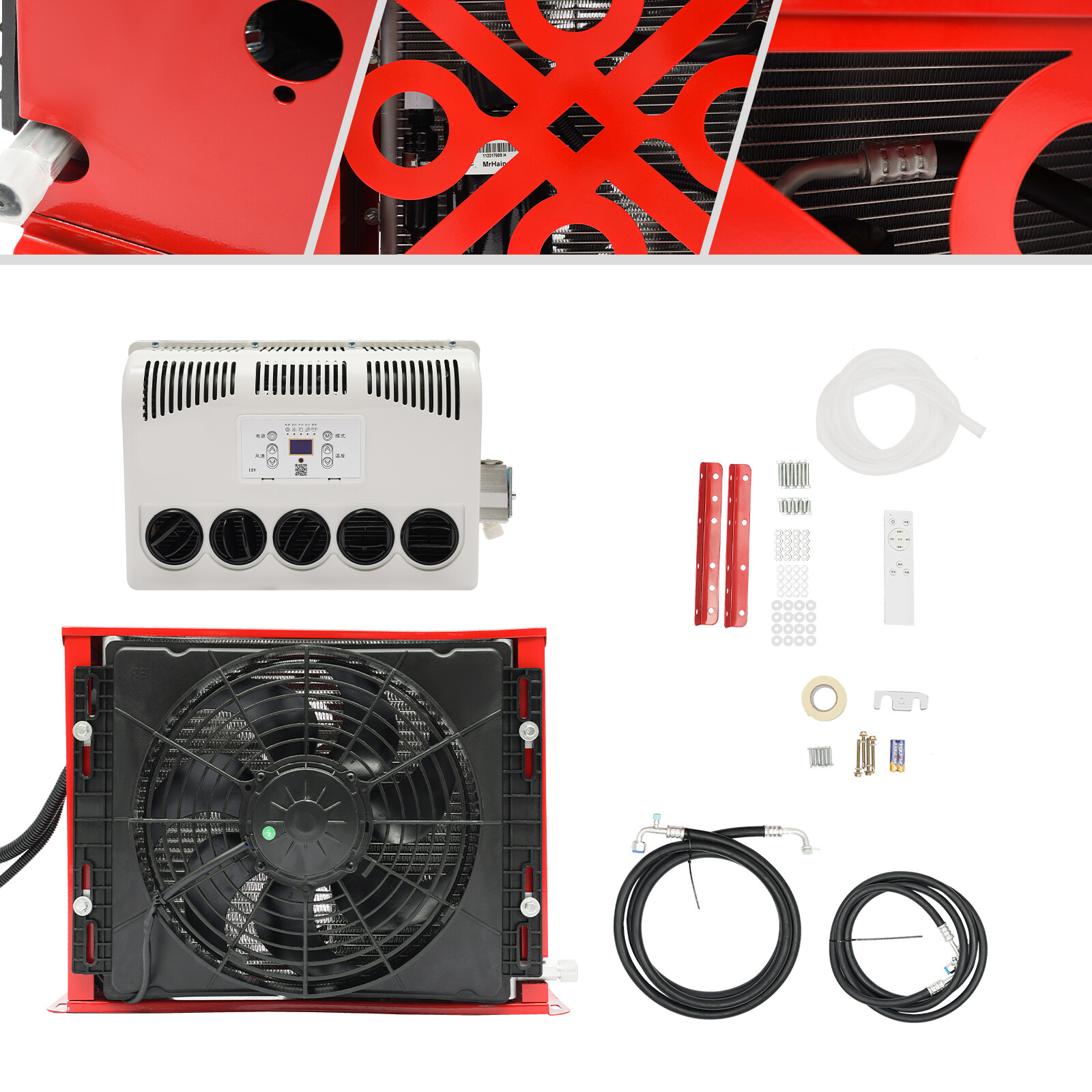 12V 11000 BTU Truck Cab AC Air Conditioner Split Fit Semi Trucks Bus RV Caravan