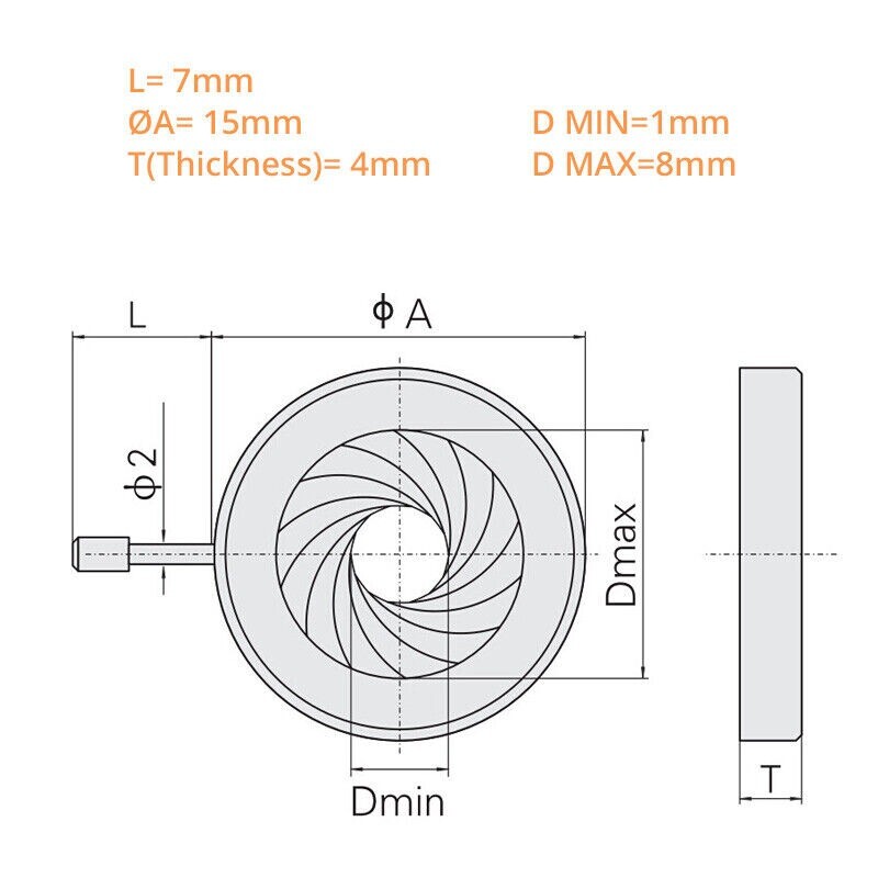 1-8mm Mechanical Adjustable Iris Optical Diaphragm Manual Variable Module Camera