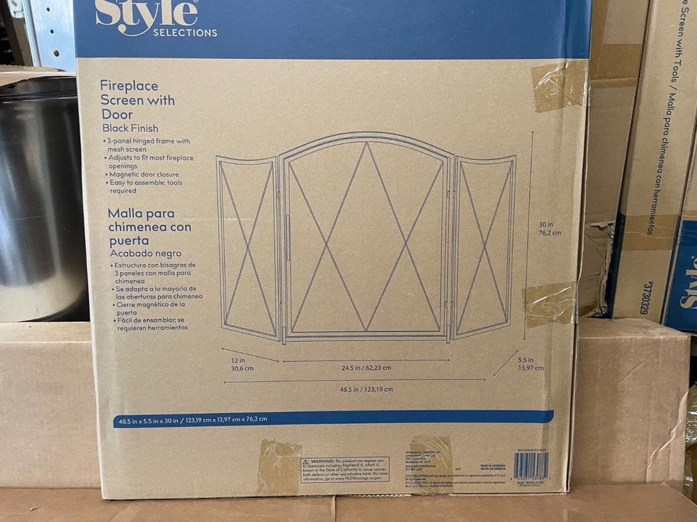 Style Selections Black Arched Fireplace Screen with Door 53083