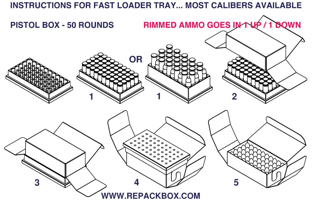 REPACKBOX Fast Loading Tray: 45 ACP for FILLING REPACKBOX Ammo Boxes