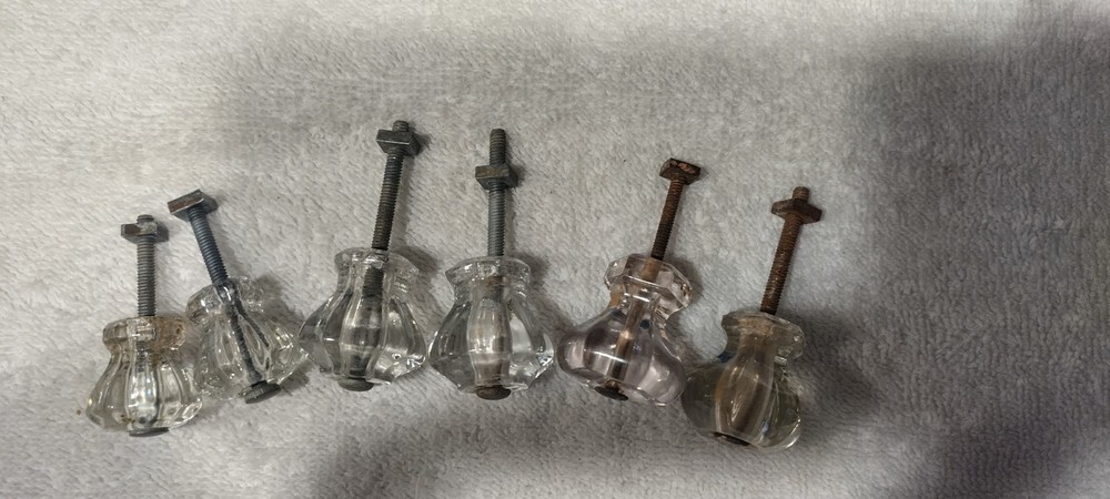 6 Vintage Beautiful Pulls Knobs for Cabinets/Drawer - Antique Crystal