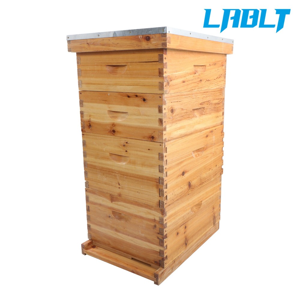 LABLT 4 Layer 10 Frame Bee Hive Box Include Frames and Beeswax Coated Foundation
